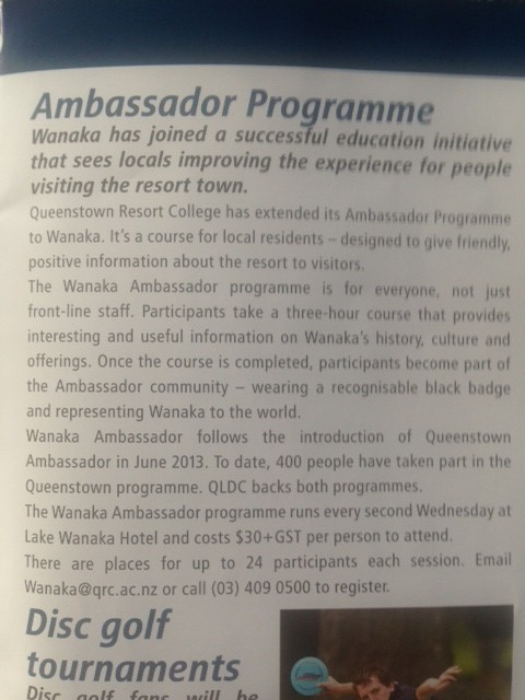 Wanaka Ambassador in 'Scuttlebutt'