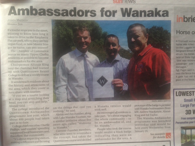 Wanaka Ambassador in 'Wanaka Sun'