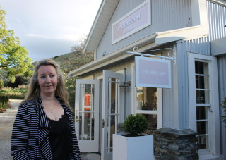 Christina Perriam outside PERRIAM flagship store in Tarras
